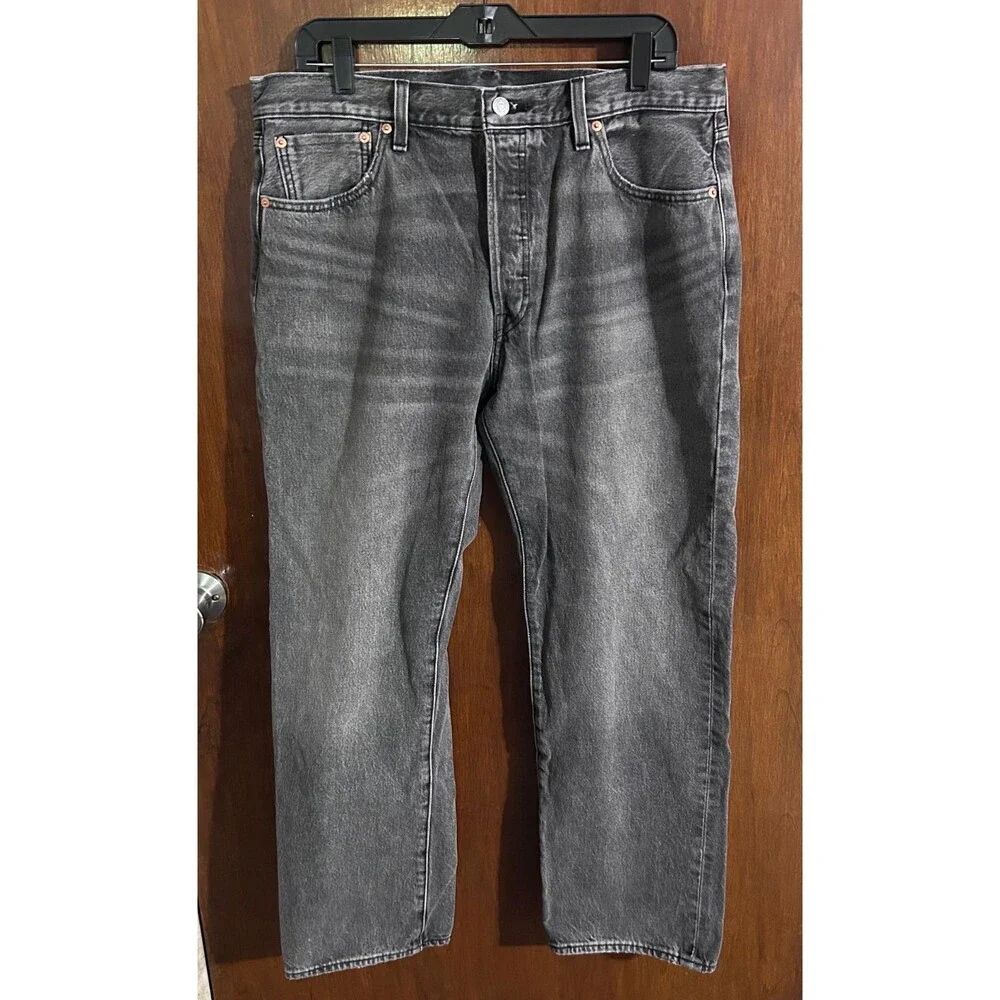 Levi's Men's 501 36x30 Original Straight Fit Jeans Big E Selvedge Washed Black